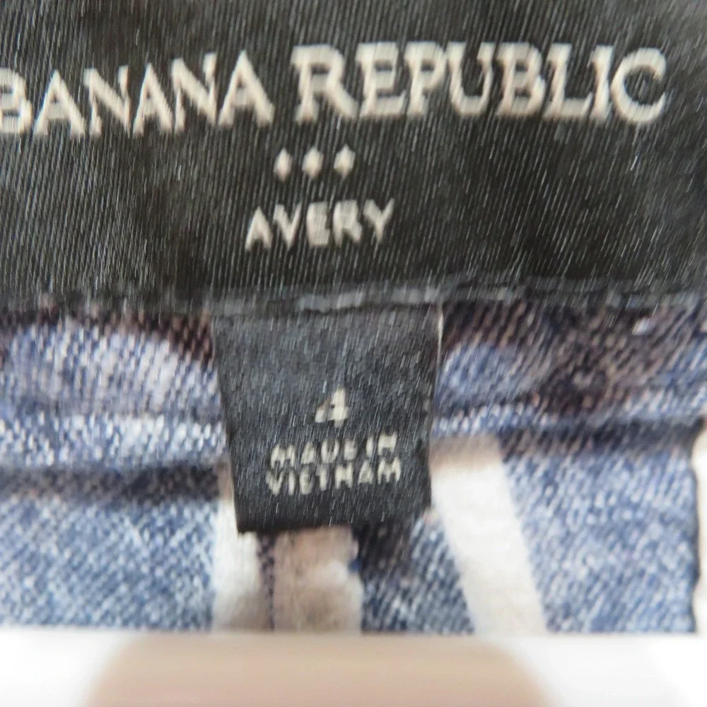 Banana Republic Womens Blue White Striped Linen Blend Tapered Pants Size 4